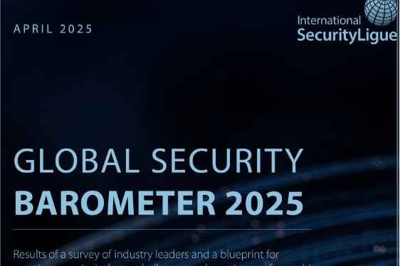 Global Security Barometer 2025 Cover of 2025 Global Security Barometer report showing regional industry scores for security conditions.