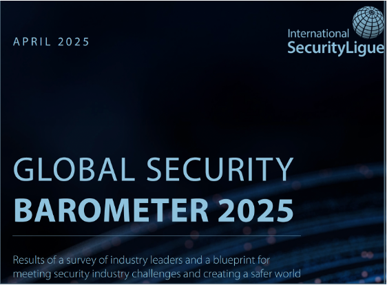 Global Security Barometer 2025 Cover of 2025 Global Security Barometer report showing regional industry scores for security conditions.
